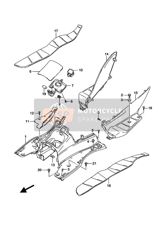 Suzuki UH125A BURGMAN 2016 Rear Leg Shield for a 2016 Suzuki UH125A BURGMAN